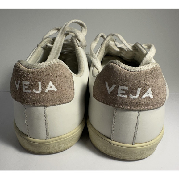 Veja Esplar Women’s Leather Sneakers Size 7 EU 38 White Suede Logo Clean Casual - Picture 4 of 9